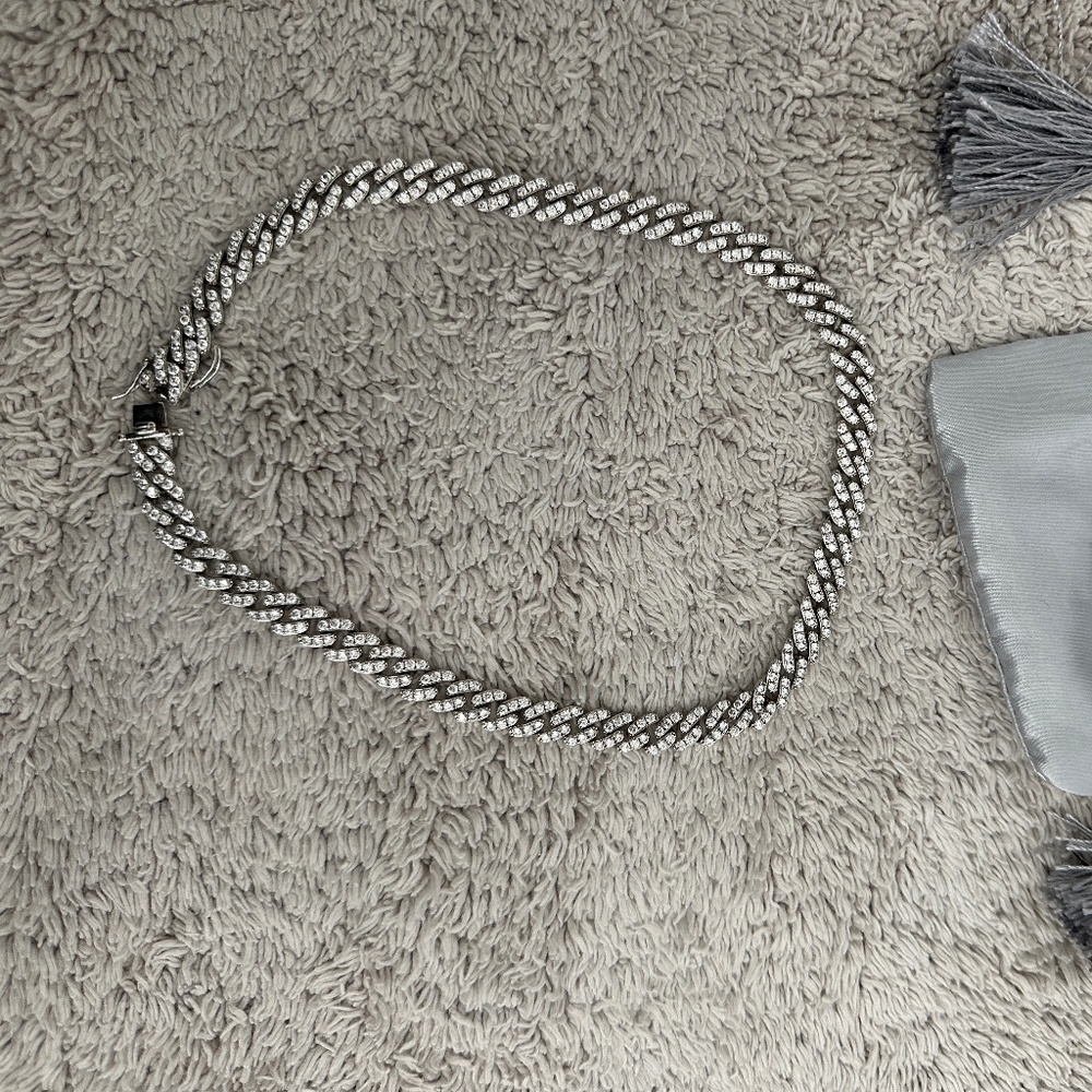 Amy Shehab Crystal Cuban Link Choker - Silver